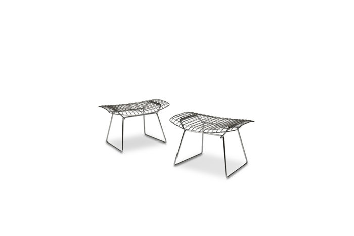 Pair of chromed metal stools, 1970s - both