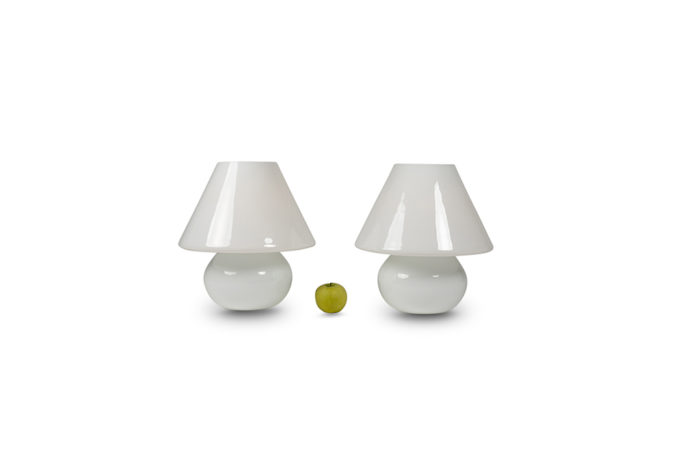 Pair of white opaline lamps, 1990s
