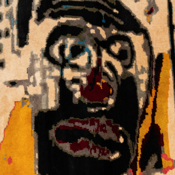 After Jean-Michel Basquiat. Rug, or tapestry « Notary». Contemporary work - detail