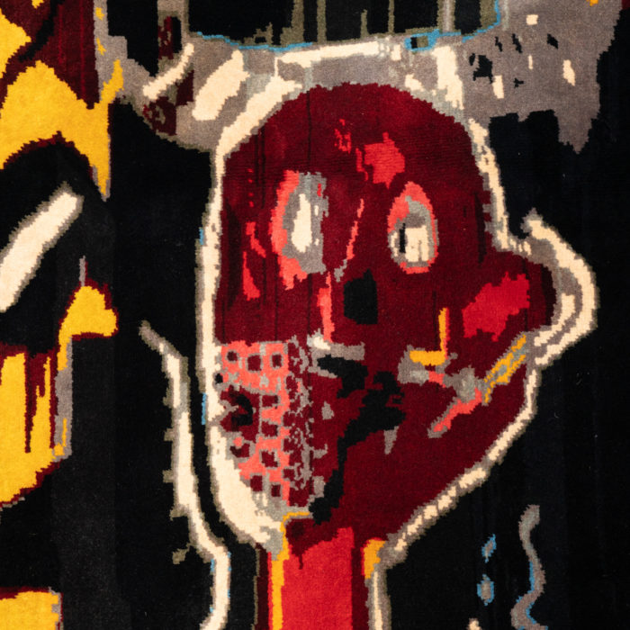 After Jean-Michel Basquiat. Rug, or tapestry « Notary». Contemporary work- focus