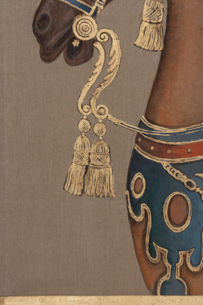 Painted canvas representing a horse. Contemporary work - detail