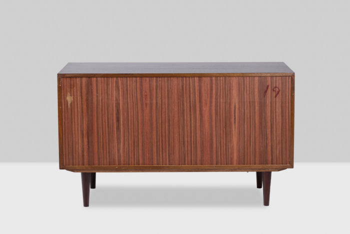 Sideboard in rosewood and raffia, 1970s - back