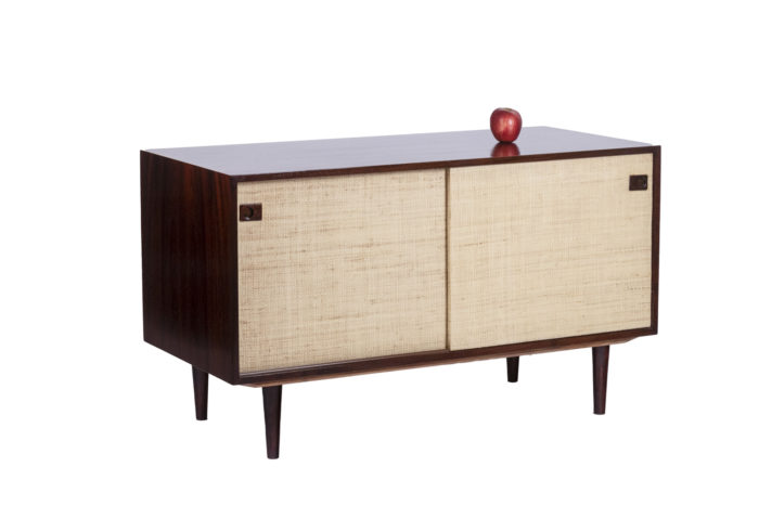Sideboard in rosewood and raffia, 1970s - ladder
