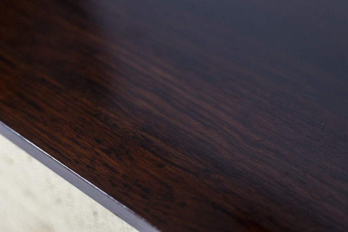 Sideboard in rosewood and raffia, 1970s - tray