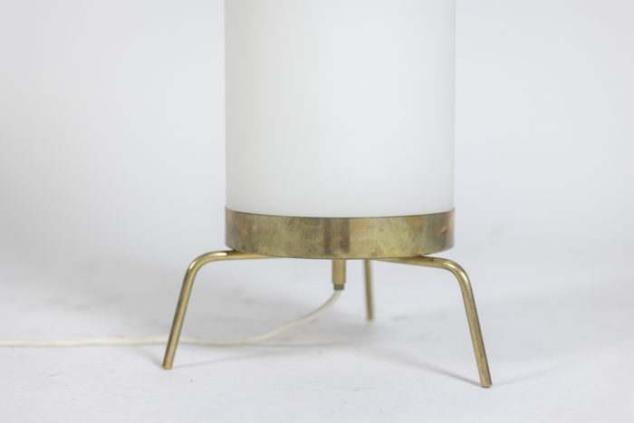 Lamp in white opaline and golden brass, 1970s - tripod base