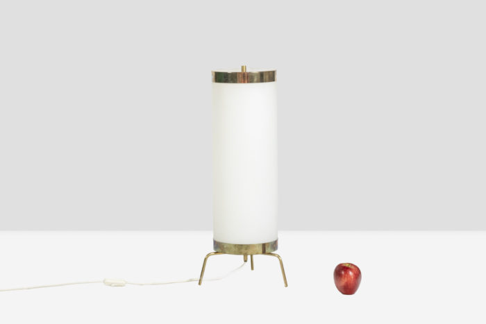 Lamp in white opaline and golden brass, 1970s - ladder
