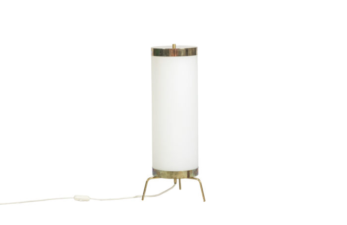 Lamp in white opaline and golden brass, 1970s - face