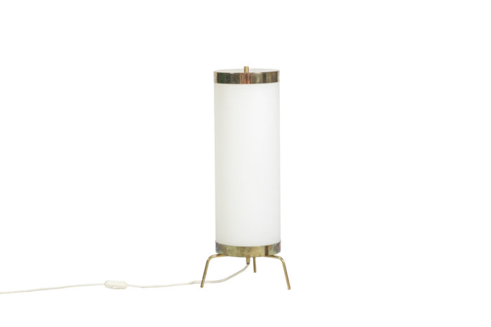 Lamp in white opaline and golden brass, 1970s - face