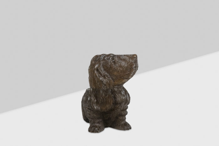 Carved basswood dog, Black Forest style. Circa 1900. - profile