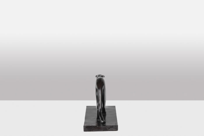 Panthère noire, bronze à patine brune à la cire perdue d'après François Pompon édité par l'atelier Valsuani, Reproduction 2006, Exemplaire 9:25 - dos bis