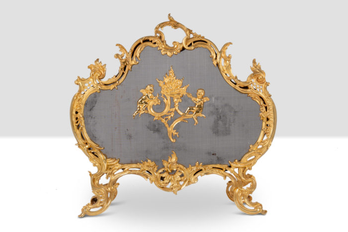 Louis XV style gilt bronze fire screen. Circa 1880 - face