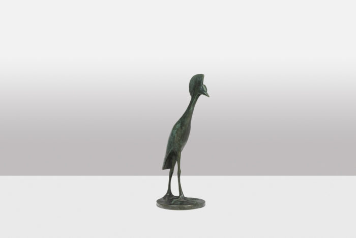 François Pompon. "Grue Couronnée en marche", bronze, 2006 print.