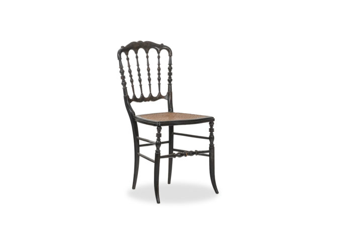 Caned chair in turned and blackened wood. Napoléon III.