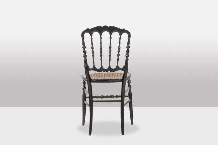 Caned chair in turned and blackened wood. Napoléon III.