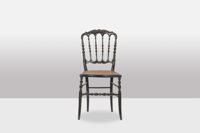 Caned chair in turned and blackened wood. Napoléon III.