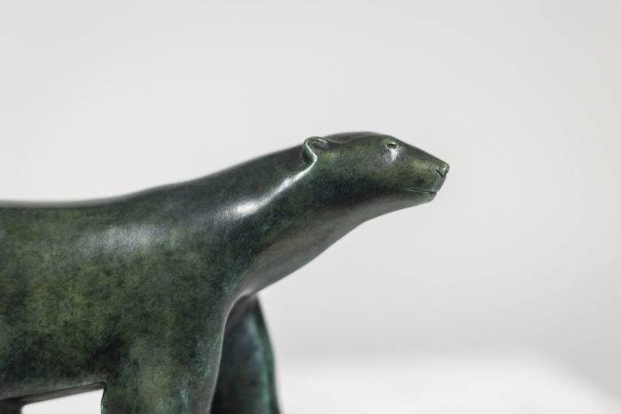 François Pompon pour Atelier Valsuani - Ours en bronze à patine verte - détail