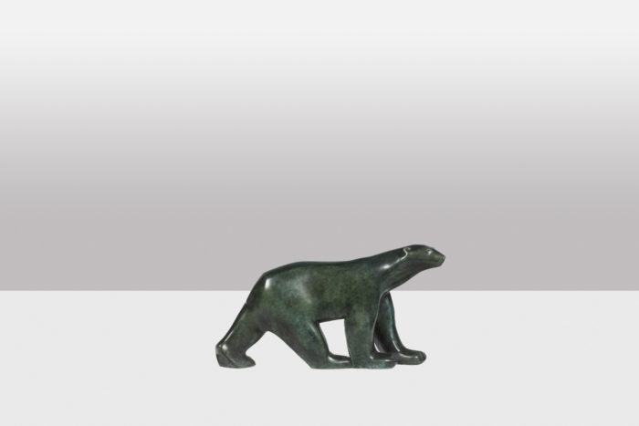 François Pompon pour Atelier Valsuani - Ours en bronze à patine verte - profil