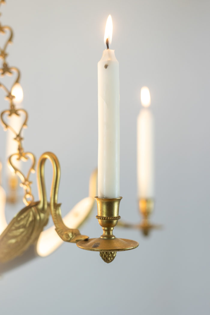 Maison Baguès. Empire style chandelier in gilded bronze. 1950s.