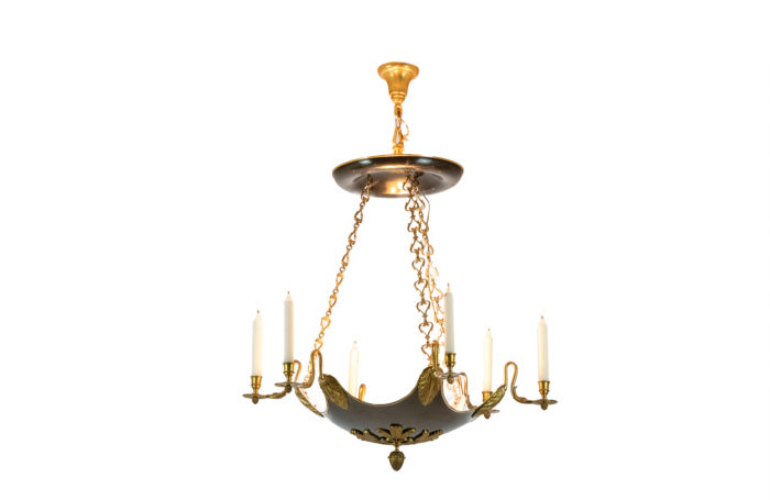 Maison Baguès. Empire style chandelier in gilded bronze. 1950s.