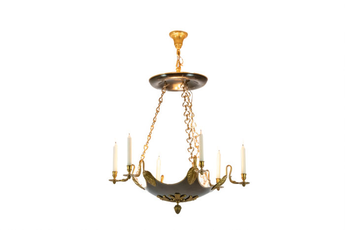 Maison Baguès. Empire style chandelier in gilded bronze. 1950s.