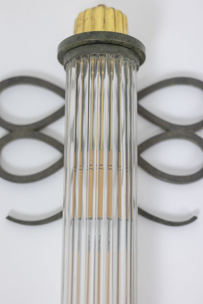 Pair of cylindrical Art Deco style wall lights. 1920s.- other focus