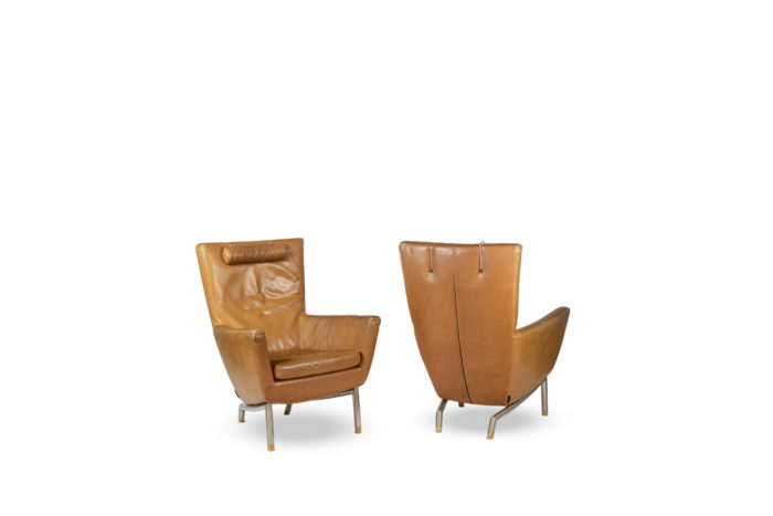 Gerard Van Den Berg. Pair of leather armchairs. 1980s.