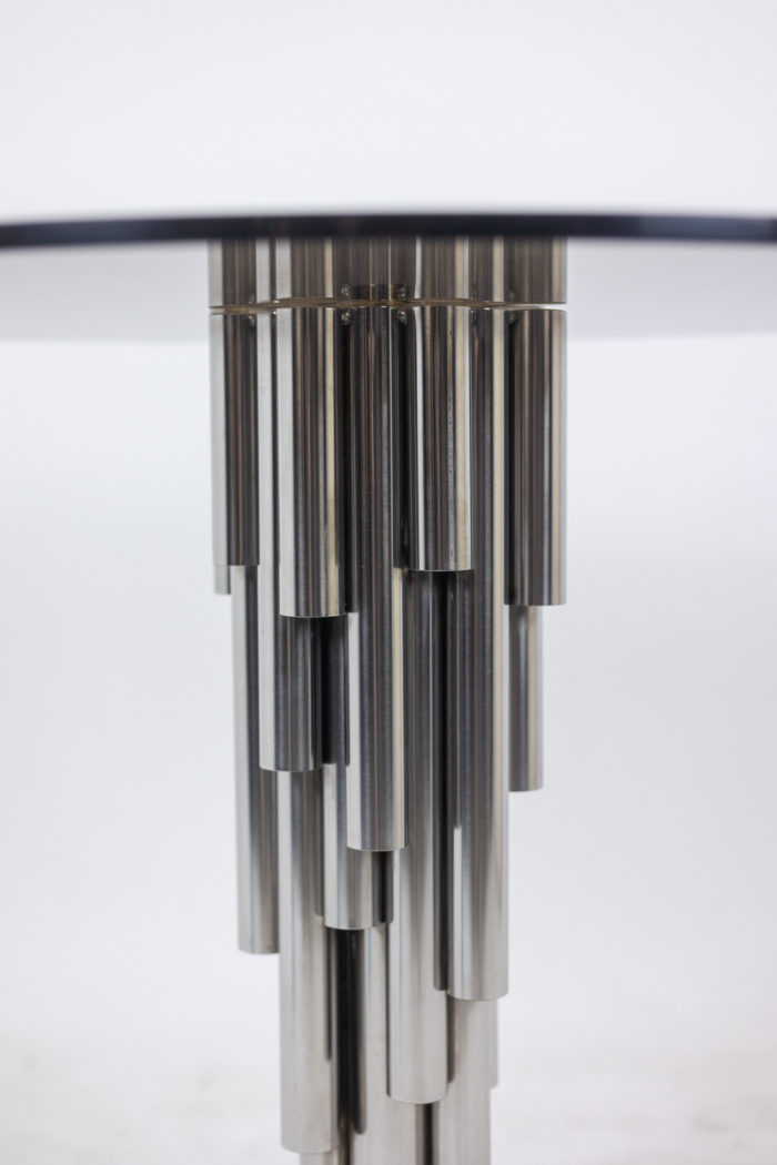 “Organ” pedestal table in chromed metal. 1970s. - zoom sur l'orgue
