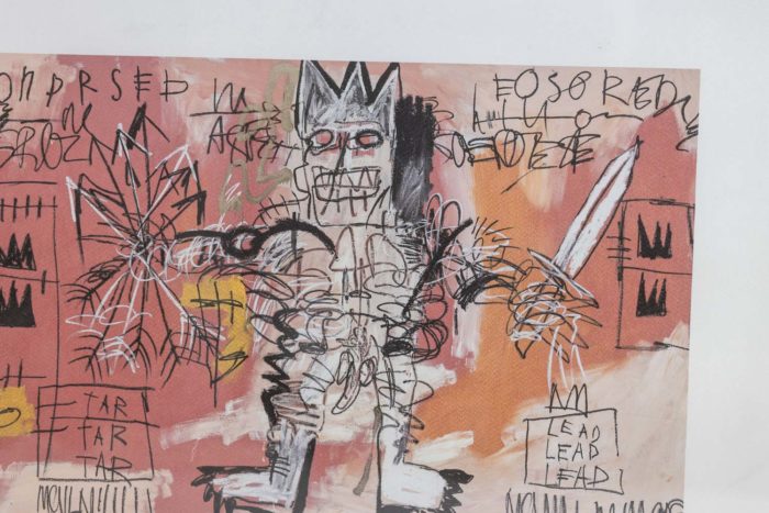 Jean-Michel Basquiat, Sérigraphie représentant un personnage dans les tons orange et rose - focus personnage