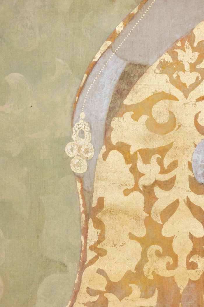 Panneau décoratif ou toile peinte en lin - arabesque bis