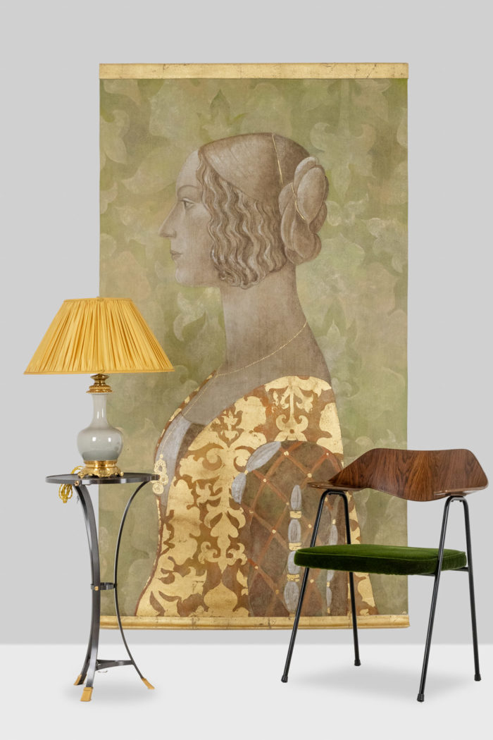 Painted canvas of a lady in Renaissance style. Contemporary work. - staging