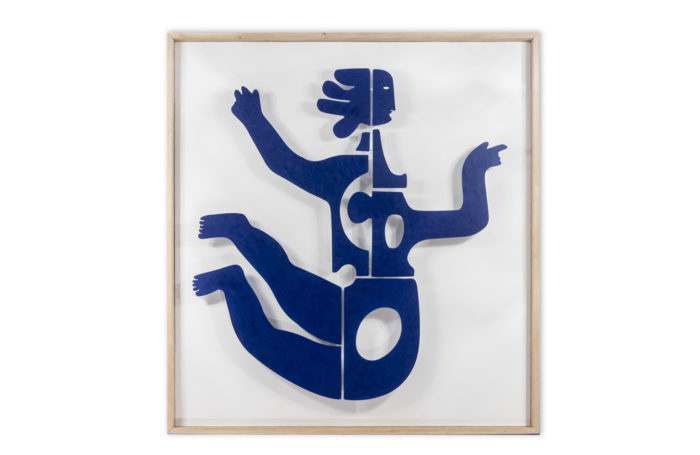 Decorative panel "Eva" in blue lacquered metal. Contemporary work. - face