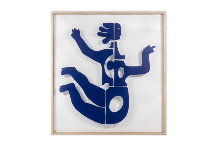 Decorative panel "Eva" in blue lacquered metal. Contemporary work. - face