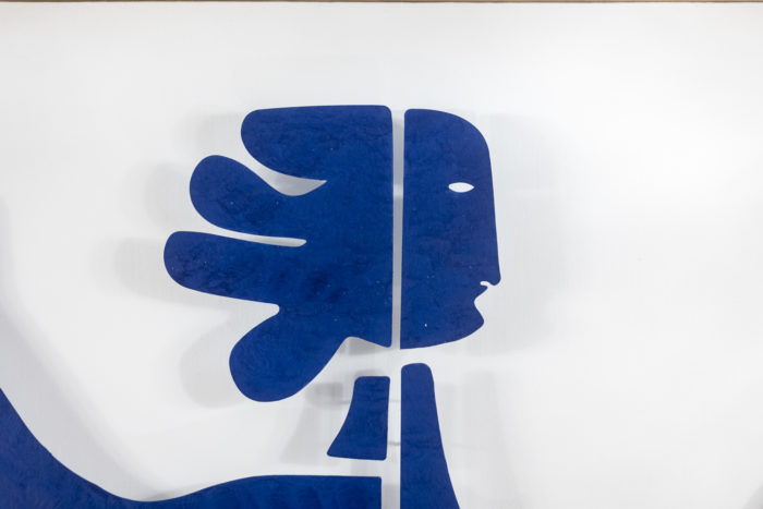 Decorative panel "Eva" in blue lacquered metal. Contemporary work. - face