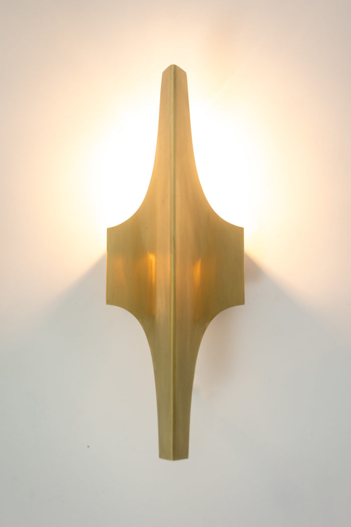 Doria Leuchten. Series of 4 wall lights in gilded brass. 1970s.