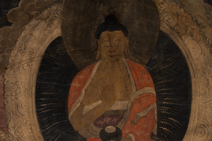 Tibetan Thangka representing a Buddha. Late 19th century. - last detail
