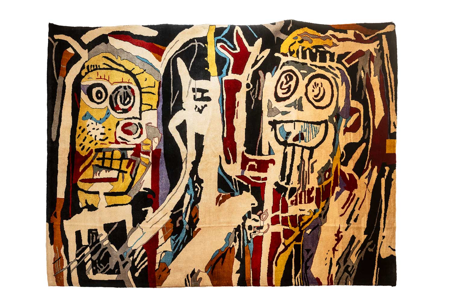 Hand woven tapestry inspired by Jean Michel Basquiat. June 2023