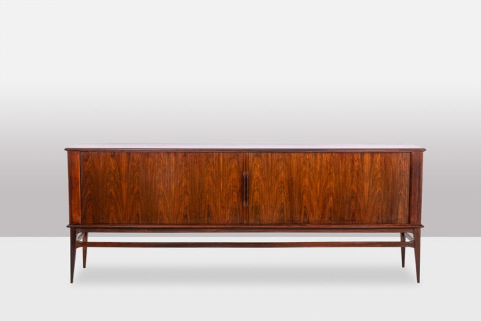 Rosewood sideboard with "jalousie" doors. 1970s. - face