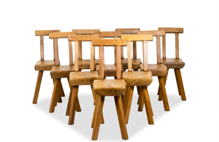 Mobichalet. Brutalist style set of 10 chairs. 1960'. - the set