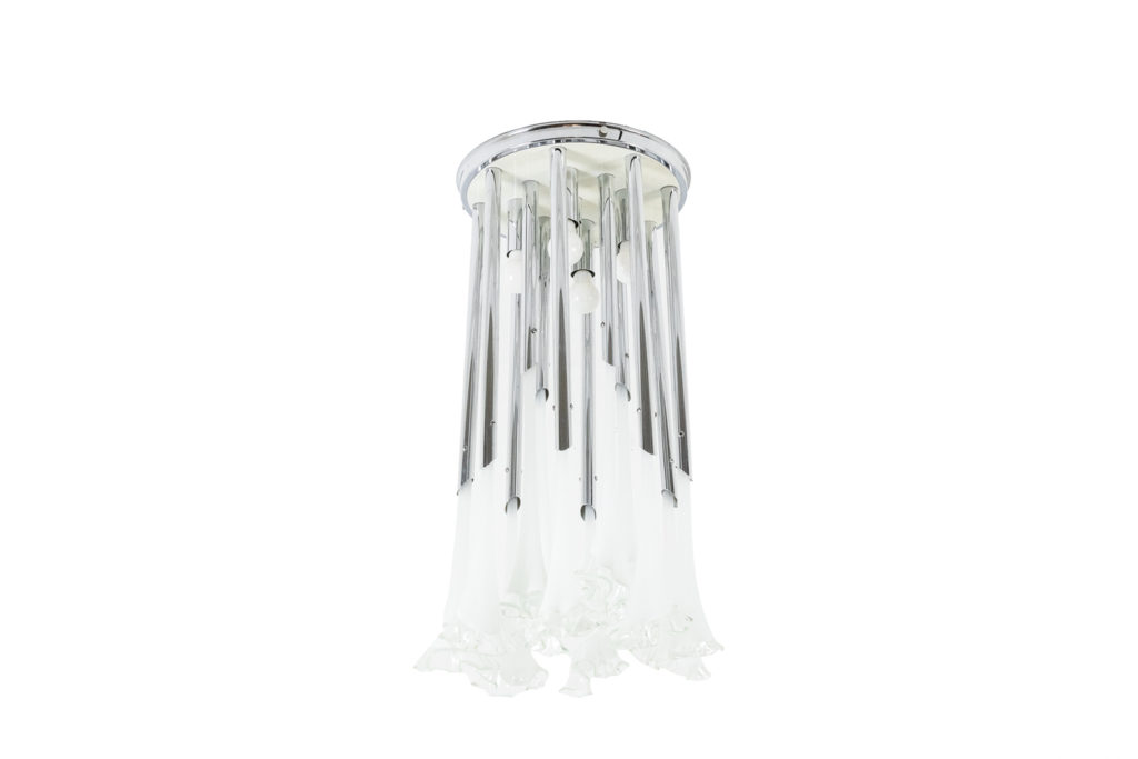 Chandelier in Murano glass and chrome metal. 1970s.
