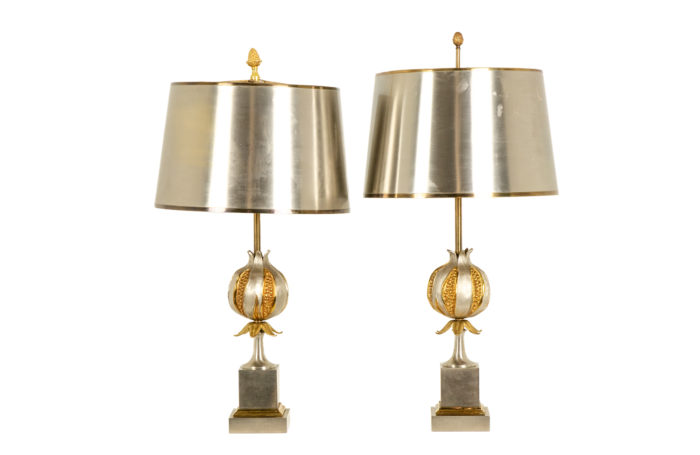 Maison Charles. Pair of bronze “grenade” lamps. 1970s.