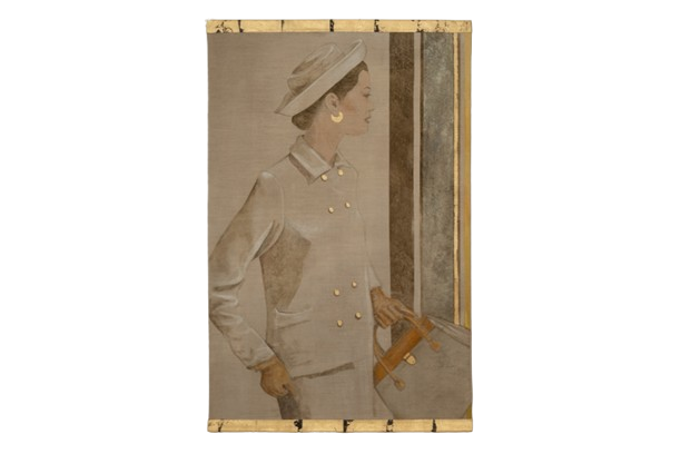 toile peinte femme au sac à main