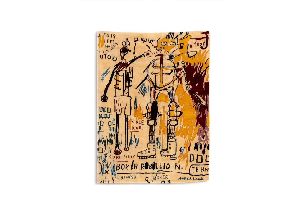 Tapisserie tissée à la main, inspirée par Jean-Michel Basquiat. 2026