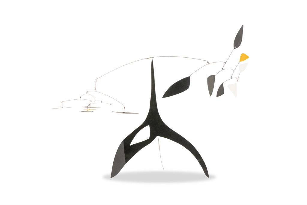 Olivier Vonet. Sculpture en métal laqué noir, jaune et blanc. Contemporain.