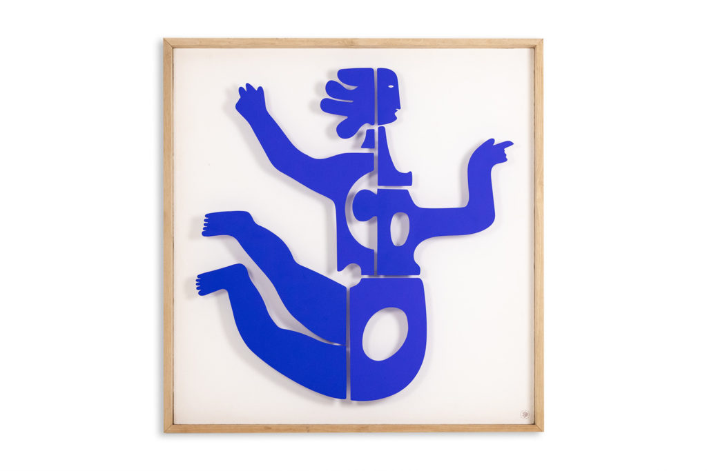 Antonine de Saint Pierre. Blue lacquered metal panel. Contemporary.