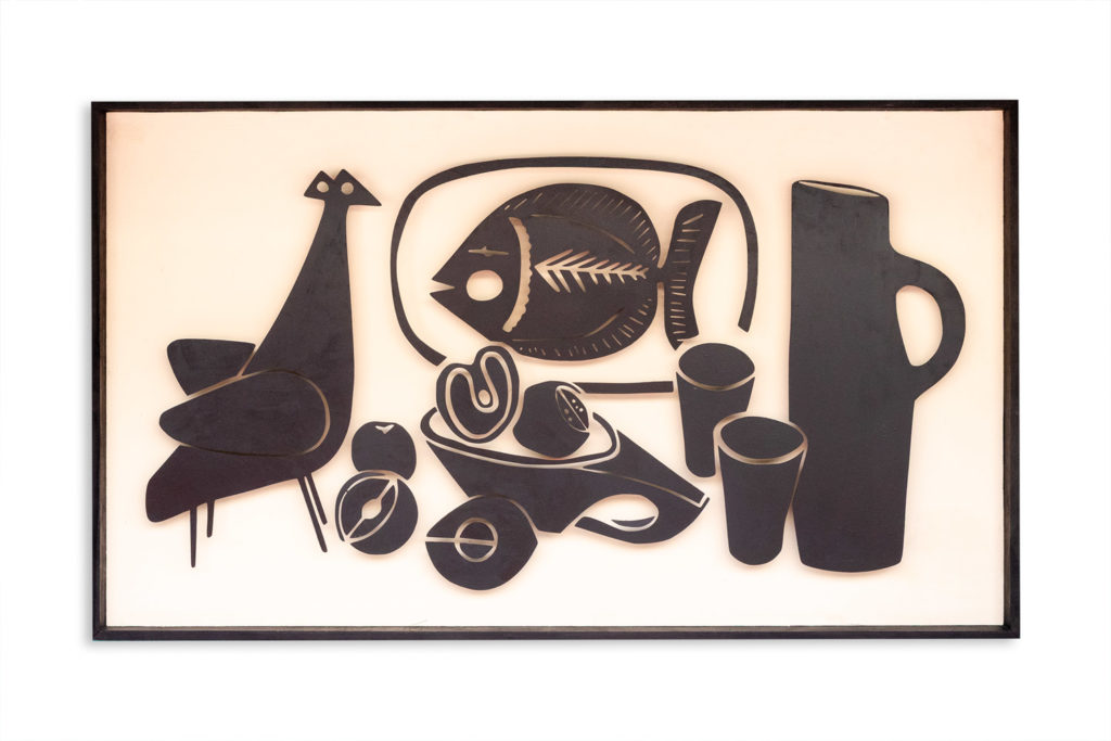 Antonine de Saint Pierre. Large lacquered metal panel. Contemporary.