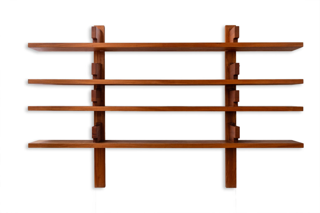 Pierre Chapo. Large elm bookshelf or bookcase. 1980s.