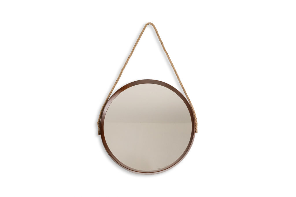 Round mirror in a teak frame. 1960s.